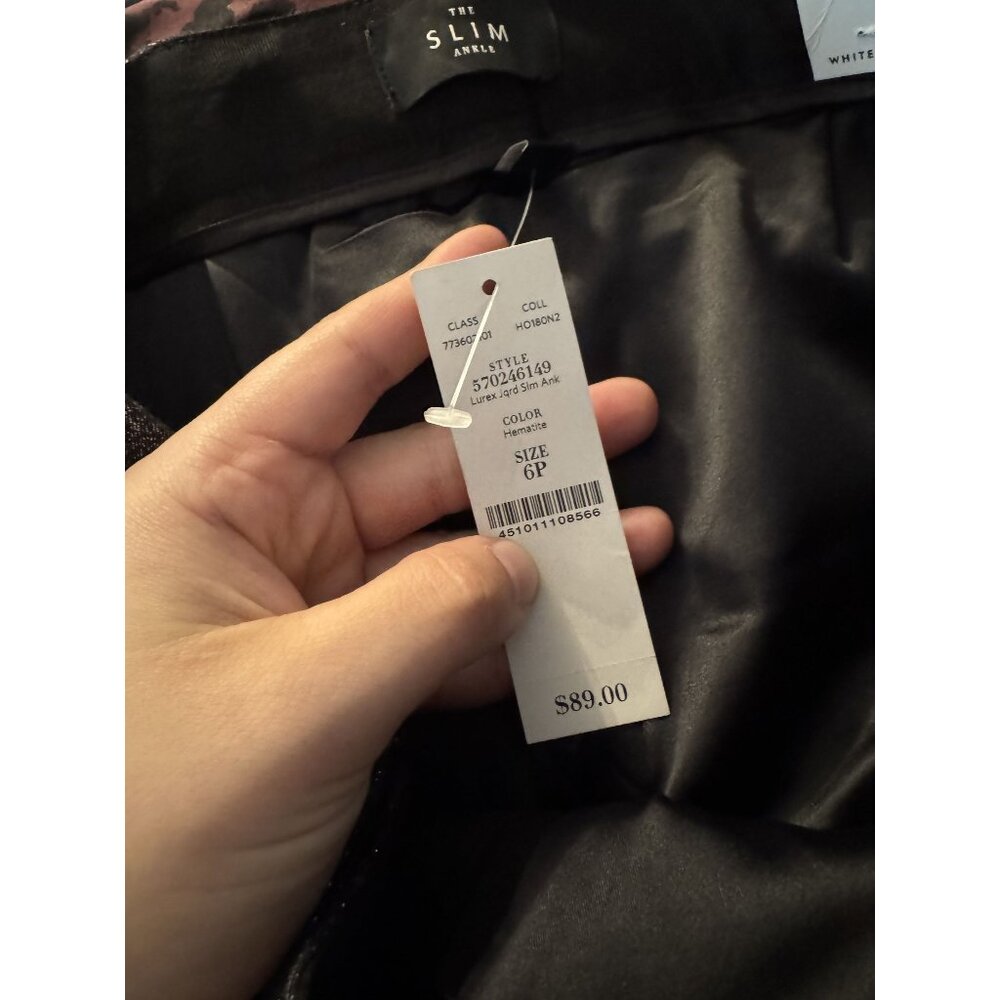 White House Black Market Hematite Slim Ankle Size 6P Shimmer NWT Trouser - Picture 7 of 7